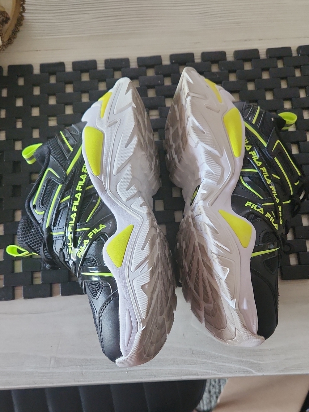 Fila Black with Neon Yellow Accent Athletic Sneakers - Picture 2 of 3